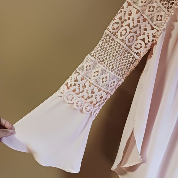Elegant Lace Sleeve Blouse - Pink - Picture 3 of 8
